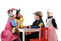 Kindy students playing with costumes