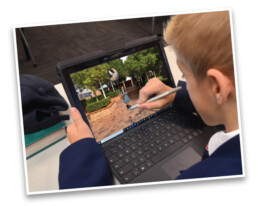 Learning Innovation student on tablet