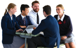 Senior English teacher and students