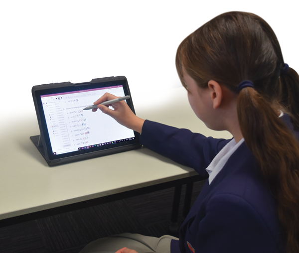 Year 7 student on a tablet